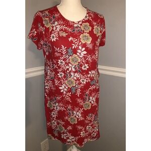 J Jill Dress Long Top Womens Petite S  Crew Neck Short Sleeve Pockets Above Knee